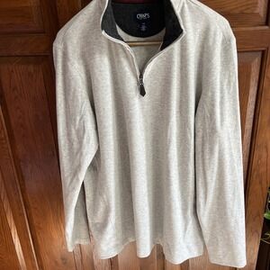 Chaps Mens Soft Gray Sweater Pull-over Large Long Sleeve Quarter Zip
